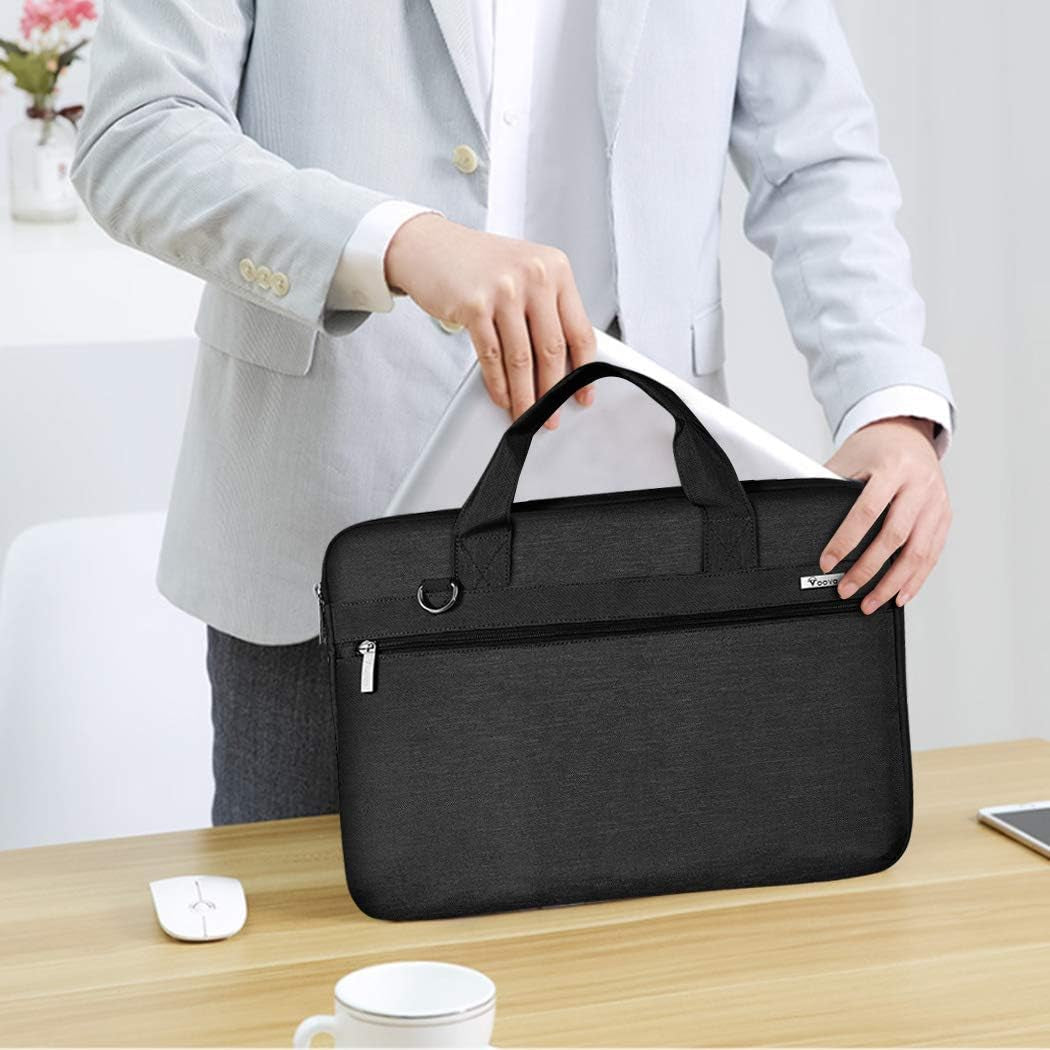 Laptop Bag 17 17.3 Inch, 360° Protective Laptop Case Sleeve with Shoulder Strap Compatible with 17-18 Inch Lenovo Asus Acer Dell Hp, Waterproof Computer Bag Slim Briefcase for Men Women, Black