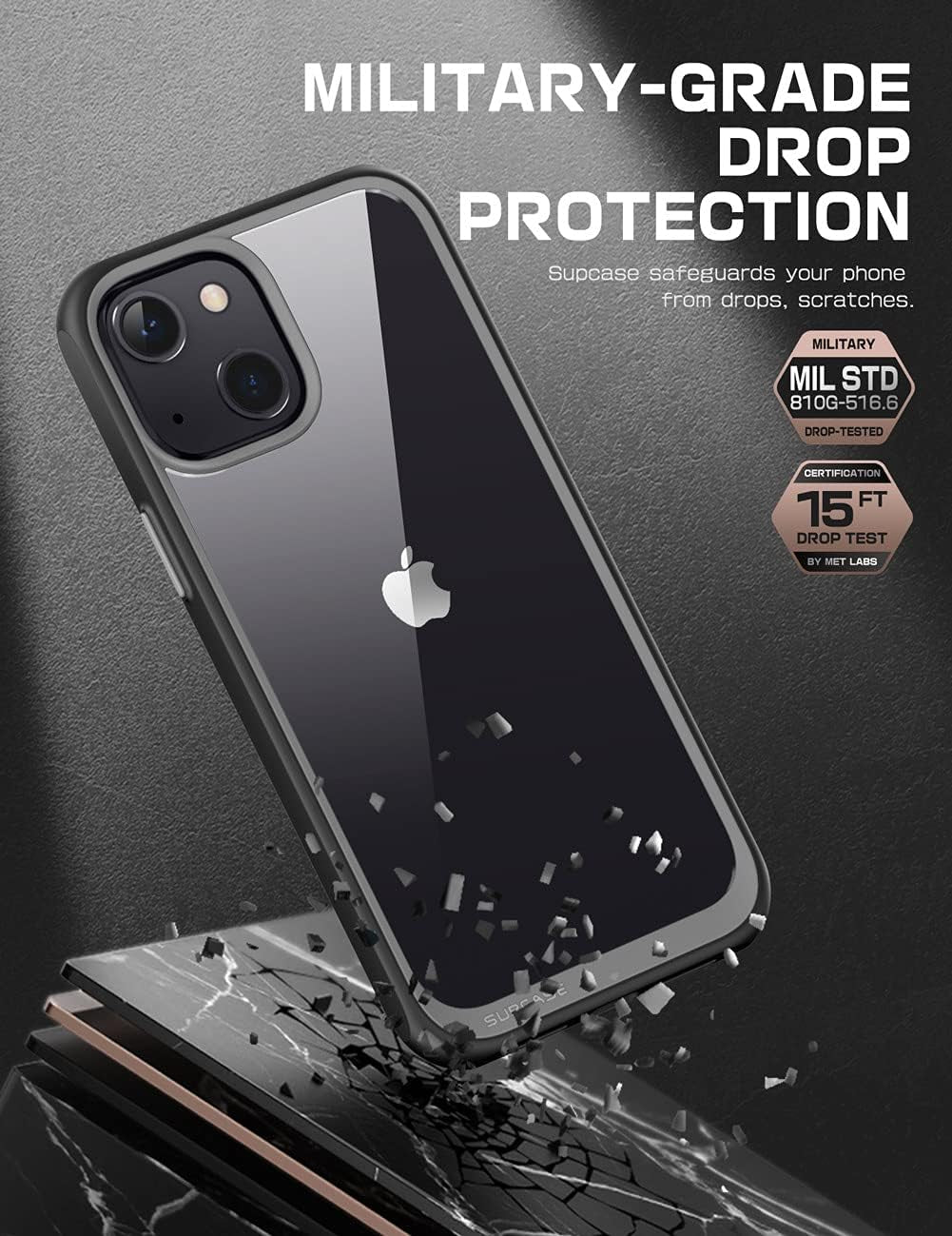 Unicorn Beetle Style Series Case for Iphone 13 (2021 Release) 6.1 Inch, Premium Hybrid Protective Clear Case (Black)